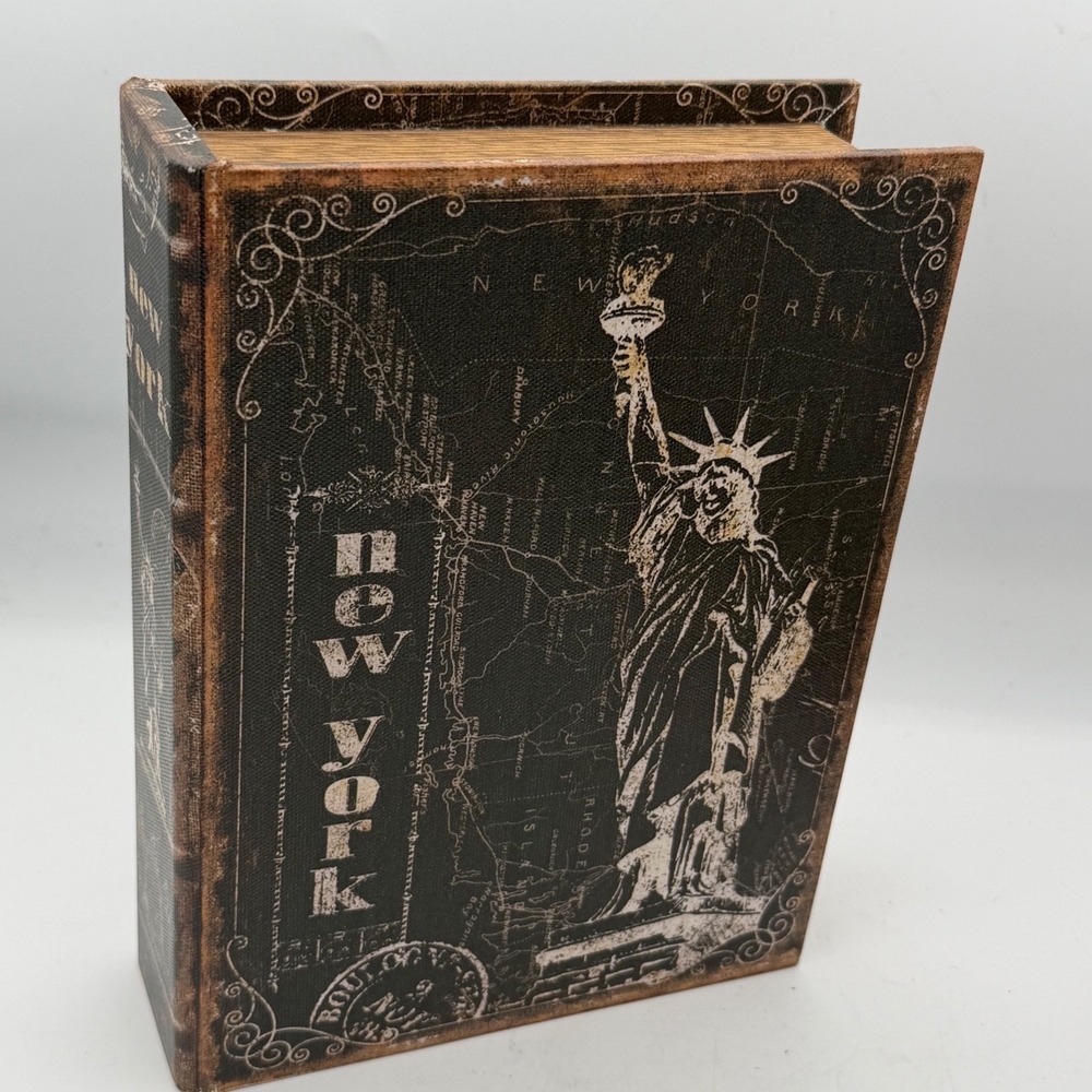 Vintage Style New York Statue of Liberty Faux Book Safe Diversion Box New